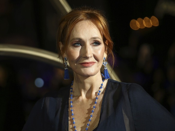  J.K. Rowling poses for photographers at the premiere of the film Fantastic Beasts: The Crimes of Grindelwald in 2018.
