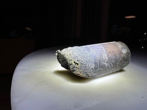 An image of the object that fell through the roof of Alejandro Otero's home in Naples, Fla.