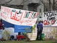 A banner urges "intifada until victory" at McGill University.