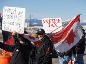 Protesters near Calgary.