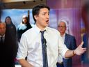 Prime Minister Justin Trudeau speaks about federal budget measures at Wanuskewin Heritage Park near Saskatoon on Tuesday, April 23, 2024.