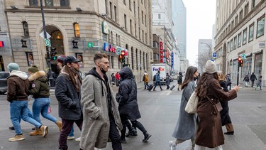Pedestrians in downtown Montreal.