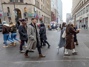 Pedestrians in downtown Montreal.