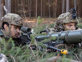Canadian soldiers take part in an exercise.