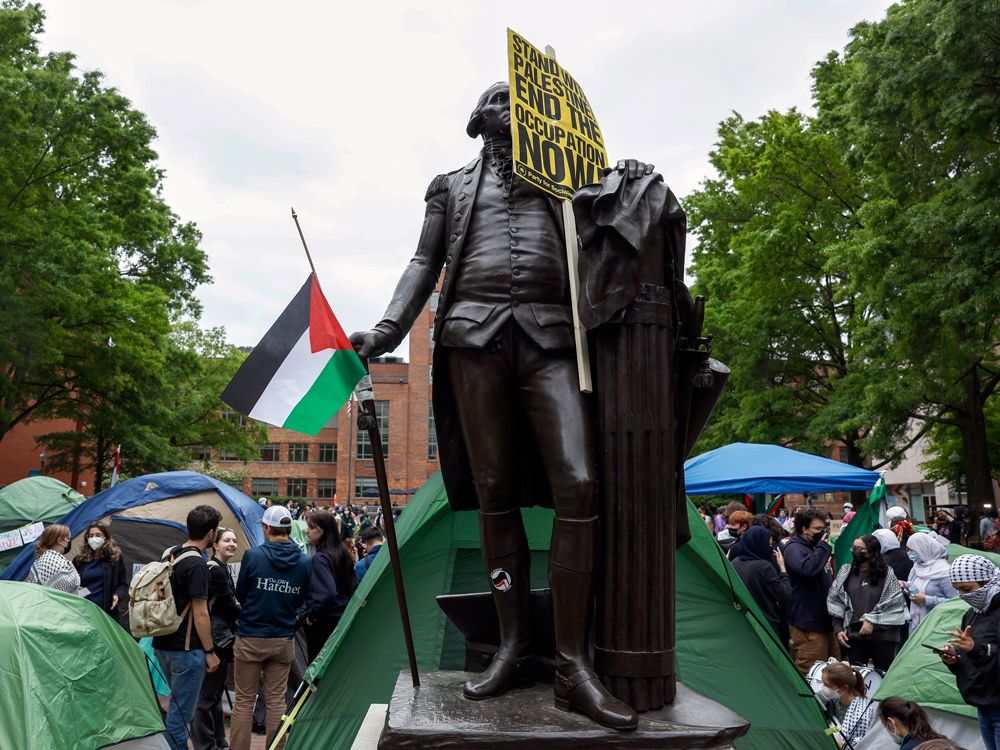 Anti-Israel protesters at a university.