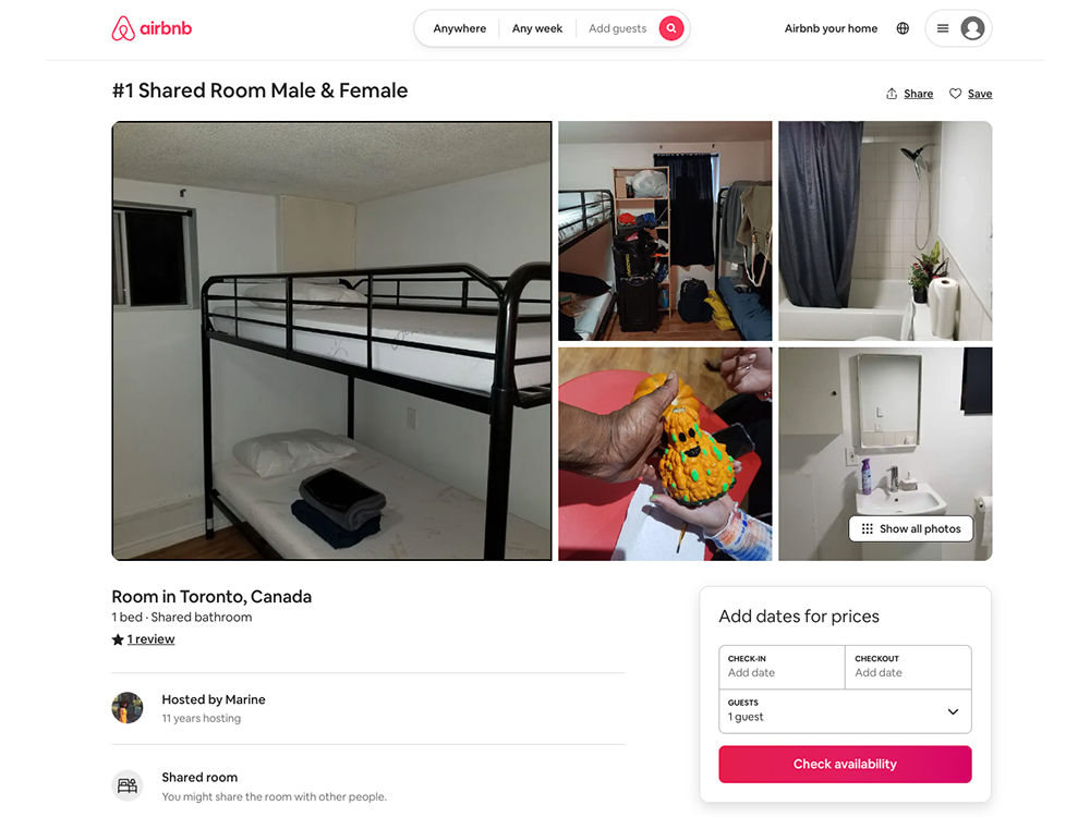 Toronto basement studio apartment turned 'hostel' offers bunk beds for
$600 a month