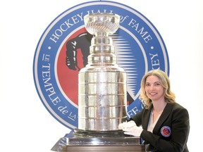 Miragh Bitove, the new "Cup Keeper," is photographed at the Hockey Hall of Fame in Toronto on Thursday, April 11, 2024.