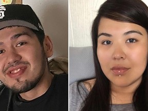 RCMP have charged a man with first-degree murder in the deaths of Brent Denechezhe, 31, and Leona Tssessaze, 24. Denechezhe, left, and Tssessaze are shown in a composite image made from two undated handout photos.
