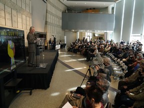 FILE - Richard Katsuda, educator and co-chair of Nikkei for Civil Rights and Redress opens the LA Day of Remembrance at the Japanese American National Museum in Los Angeles, Feb. 18, 2023. The names of thousands of people held in Japanese American incarceration camps during World War II will be digitized and made available for free, genealogy company Ancestry announced Wednesday, April 24, 2024.