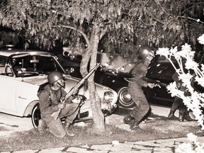Soldiers in Mexico City’s Tlatelolco Plaza on Oct. 2, 1968, where hundreds of protesters were killed before the start of the Games.