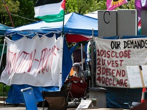 The pro-Palestinian encampment at McGill on May 20, 2024.