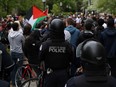 Pro-Palastinian protesters demonstrate at the University of Chicago after campus police dismantled an encampment, in Chicago, Illinois, on May 7, 2024. Pro-Palestinian protests that have rocked US campuses for weeks were more muted after a series of clashes with police, mass arrests and a stern White House directive to restore order.