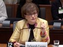Deborah Lyons, Canada's special envoy on Holocaust remembrance and combating antisemitism, appears before the House of Commons human rights committee on Thursday, May 23, 2024.