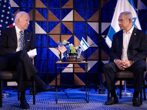 U.S. President Joe Biden, left, and Israeli Prime Minister Benjamin Netanyahu