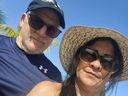 Quebecer Yves Charbonneau (L) and his Cuban wife Elbis Vega Suarez (R) in Cuba.