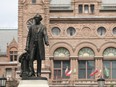 A statute of Sir John A. MacDonald is located at the bottom of Queen's Park Circle at the foot of the Ontario Legislature lawn on Thursday Aug. 24, 2017.