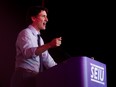 Prime Minister Justin Trudeau giving a speech.