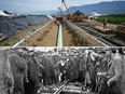 Trans Mountain pipeline construction and The Last Spike.