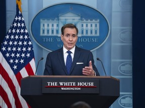 National Security Council spokesman John Kirby speaks during a press briefing at the White House, Thursday, April 4, 2024, in Washington.