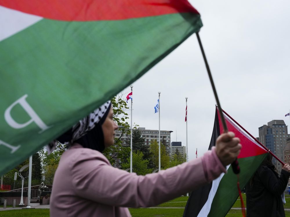 NextImg:Ottawa police charge 74-year-old woman after woman's hijab removed at Israel protest