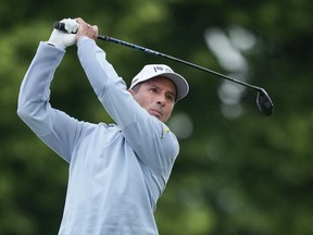 Mike Weir of Canada tees off on the tenth hole during first round at the Canadian Open golf championship in Toronto on Thursday, June 8, 2023. Although Canadaճ lone PGA Tour Champions event will have a different name, the goal will still be the same for Mike Weir.