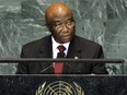 FILE - Joseph Boakai, then Vice-President of Liberia, addresses the 64th session of the General Assembly at United Nations headquarters Friday, Sept. 25, 2009. Liberia's President Joseph Boakai has signed a resolution to create a long-awaited war crimes court to deliver justice to the victims of the country's two civil wars, characterized by the widespread and systematic use of mass killings, torture and sexual violence.