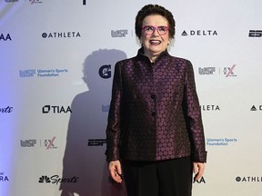 FILE - Billie Jean King poses for photos on the red carpet at the Women's Sports Foundation's Annual Salute to Women in Sports, Wednesday, Oct. 12, 2022, in New York. King's $5,000 check sure went a long way for women's sports. She used the money from a sportswoman of the year award to launch the Women's Sports Foundation in 1974. Since then, the foundation has invested more than $100 million to help girls and women gain opportunities and equity in sports.