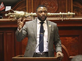 FILE - Democratic South Carolina state Rep. Marvin Pendarvis speaks against a bill banning gender-affirming care for minors on Wednesday, Jan. 17, 2024 in Columbia, S.C. Pendarvis had his law license suspended Friday, May 17, 2024, by the state's Supreme Court after a former client accused him of forging his signature to reach a settlement in a lawsuit without his permission.