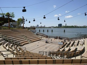 FILE - The amphitheater at Little Island appears in New York on May 18, 2021. The 700-seat amphitheater will open June 6 with Twyla Tharp's "How Long Blues" in the choreographer's first full-length work in a decade.