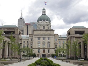 FILE - The Indiana Statehouse appears on May 5, 2017, in Indianapolis. Mothers of two children with disabilities are suing an Indiana agency in federal court over changes to Medicaid attendant care services they say violate the Americans with Disabilities Act, Friday, May 17, 2024.