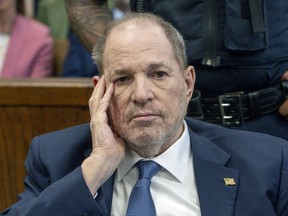 FILE - Harvey Weinstein appears at Manhattan criminal court for a preliminary hearing on Wednesday, May 1, 2024, in New York. New York lawmakers may soon change the legal standard that allowed Weinstein's rape conviction to be overturned, with momentum building behind a bill to strengthen sexual assault prosecutions after the disgraced movie mogul's case was tossed.