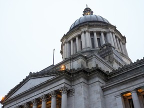 FILE - The Washington State Capitol building is seen on the first day of the legislative session, Jan. 8, 2024, in Olympia, Wash.