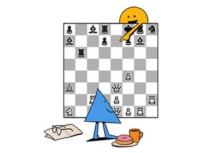 Illustration: Puzzmo characters play Really Bad Chess