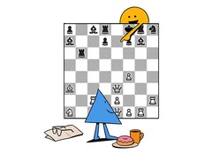 Illustration: Puzzmo characters play Really Bad Chess