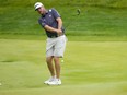 Taylor Pendrith, of Canada, chips to the green on the third hole during a practice round for the PGA Championship golf tournament at the Valhalla Golf Club, Wednesday, May 15, 2024, in Louisville, Ky.