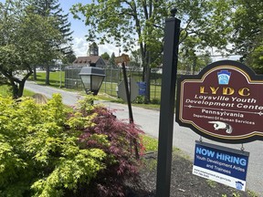 The entrance to the state-run Loysville Youth Development Center in Loysville, Pa., is seen on Monday, May 20, 2024. A set of newly filed lawsuits claims children who were sent to juvenile detention centers in Pennsylvania, including Loysville, suffered a range of sexual abuse, including violent rapes.