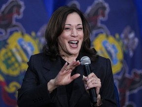 FILE - Vice President Kamala Harris speaks during a campaign event in Elkins Park, Pa., May 8, 2024. Harris on Monday, May 13, used a profanity while offering advice to young Asian American, Native Hawaiian and Pacific Islanders about how to break down barriers at the the annual Asian Pacific American Institute for Congressional Studies Legislative Leadership Summit. The vice president made the comment while participating in a conversation moderated by actor and comedian Jimmy O. Yang.