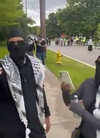 Masked demonstrators in armbands harass Jews
