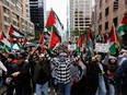 Anti-Israel protesters demonstrate in the streets of Toronto.