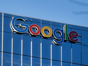 Google logo on a building.