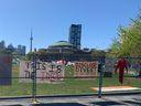 The anti-Israel encampment at the University of Toronto.