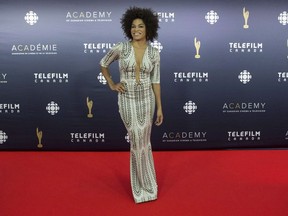 Arisa Cox arrives on the red carpet at the 2017 Canadian Screen Awards in Toronto on Sunday, March 12, 2017.