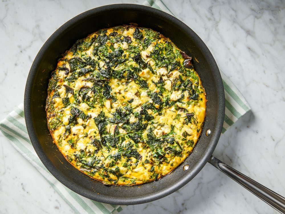 NextImg:This frittata with greens and feta is a breakfast-for-dinner winner