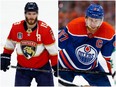 Matthew Tkachuk of the Florida Panthers, left, and Edmonton Oilers captain Connor McDavid, right, will face-ff in the NHL Stanley Cup Finals starting Saturday, June 8, 2024.