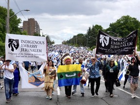 Indigenous Embassy Jerusalem at Toronto Walk tith Israel march