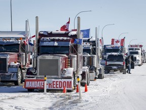A truck blockade during Coutts protest.