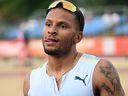 Canada's Andre de Grasse reacts after winning the men's 200 metres competition of the Gyulai Istvan Memorial World Athletics Continental Tour Gold Meeting earlier this month.