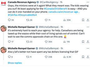 Screenshot of CRA deleted tweet