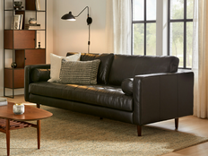 Sven Tufted Leather Sofa.