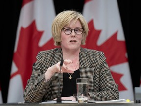 Minister of Sport and Physical Activity Carla Qualtrough speaks in Ottawa on December 11, 2023.